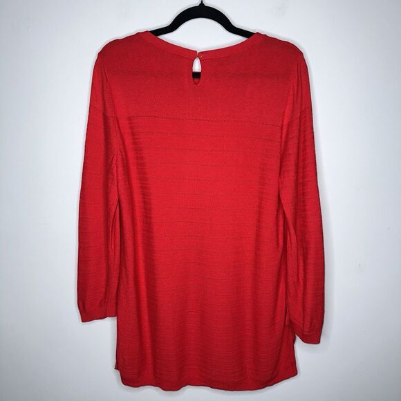 Talbots Women’s Pointelle Pull On Sweater Tunic 3/4 Sleeve Red Size Large - Picture 3 of 5